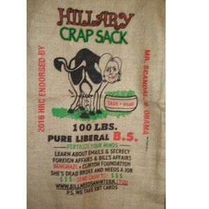 Hillary Crap Sack Funny Novelty Burlap Bag